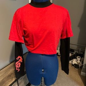 Grunge crop dragon top